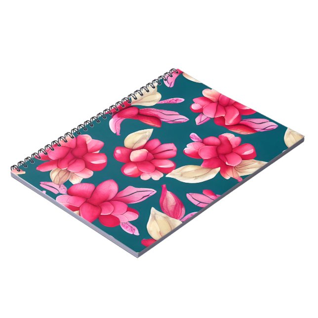 Cuaderno Flora acuática rosa pastel (Lado Izquierdo)