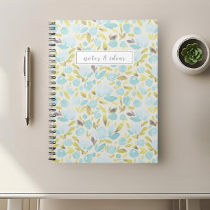 Cuaderno Flora azul acuarela