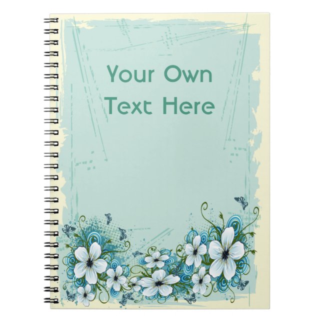 Cuaderno Flora azul veraniega y mariposas (Frente)