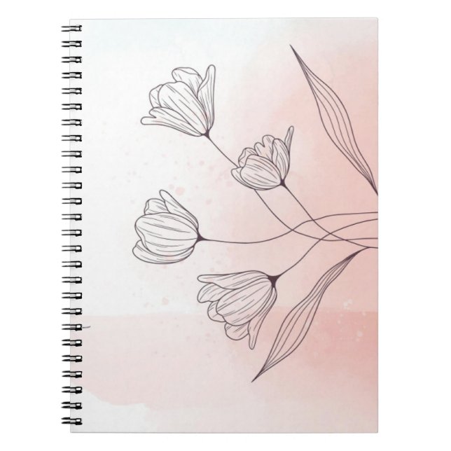 Cuaderno Flora de acuarela rosa romántica (Frente)