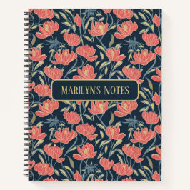 Cuaderno Flora de brisa coral personalizada