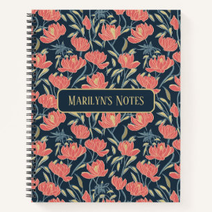 Cuaderno Flora de brisa coral personalizada