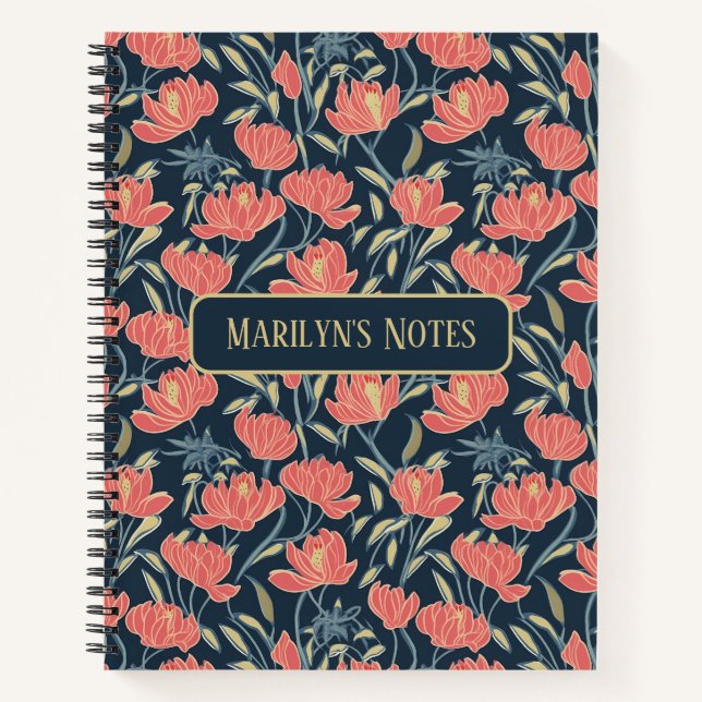 Cuaderno Flora de brisa coral personalizada (Anverso)