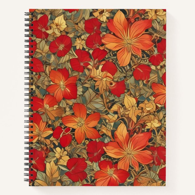 Cuaderno Flora en Rojo y Oro (Anverso)