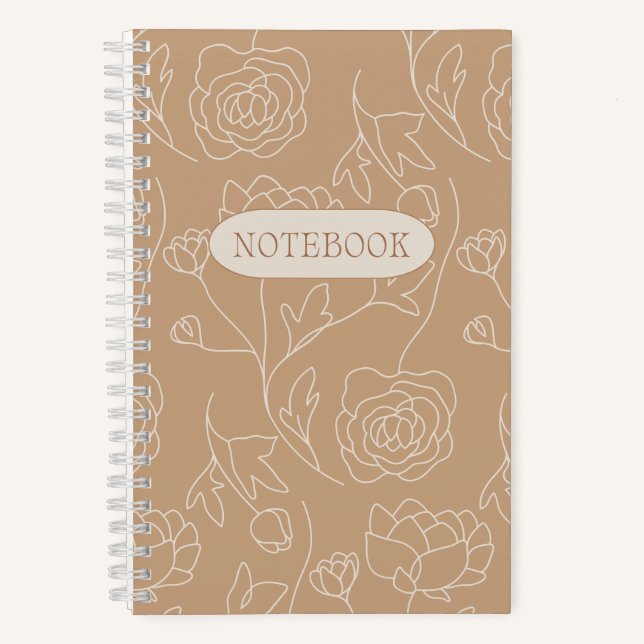 Cuaderno Flora Minimalista de tono de tierra (Anverso)