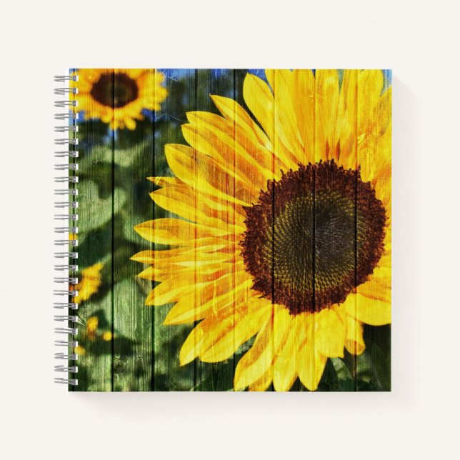 Cuaderno Flora pintada de girasoles (Anverso)