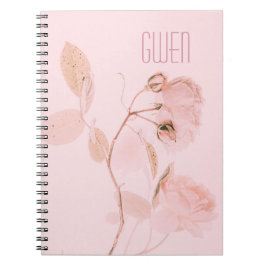 Cuaderno Flora suave rosa personalizada