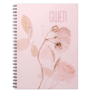 Cuaderno Flora suave rosa personalizada