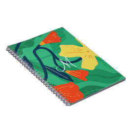 Cuaderno Flora y follaje coloridos con amarillo en verde