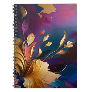 Cuaderno Floración Dorada – Composición Floral Abstracta