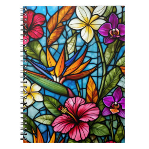Cuaderno Floración Tropical en Vidrio Pintado Floral Vibran