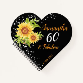 Cuaderno Floral 60th Birthday Sunflower Black Guest