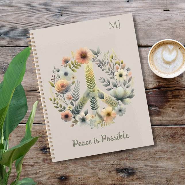 Cuaderno Floral 70 retro Signo de paz "posible" (Subido por el creador)