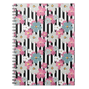 Cuaderno Floral, a rayas