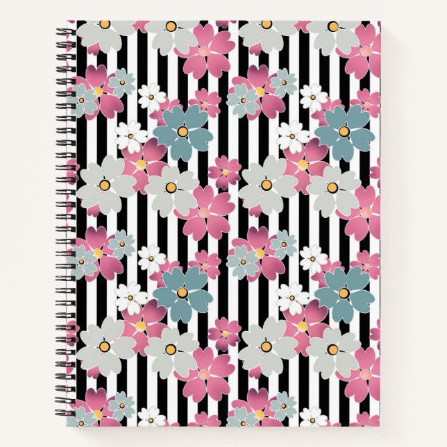 Cuaderno Floral, a rayas (Anverso)