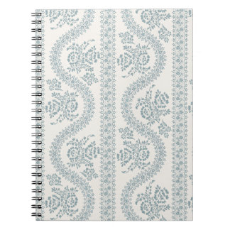 Cuaderno Floral a rayas azul polvoriento, hueso vintage