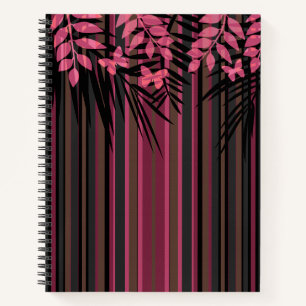 Cuaderno Floral, a rayas, retro