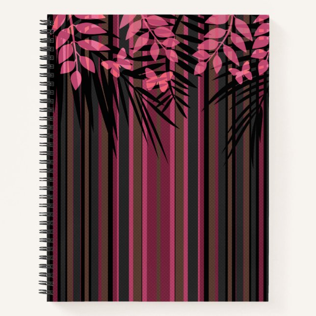 Cuaderno Floral, a rayas, retro (Anverso)