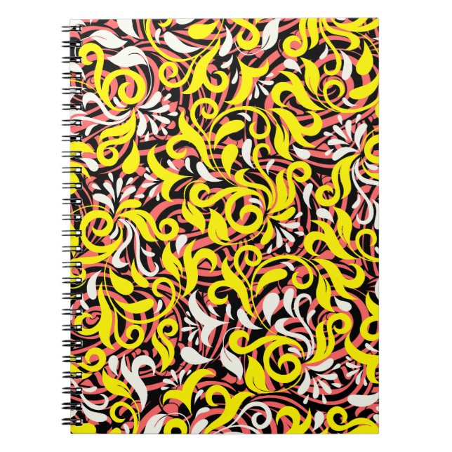 Cuaderno Floral abstracta de color amarillo pálido (Frente)