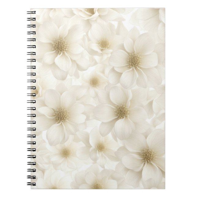 Cuaderno Floral abstracto de marfil suave (Frente)