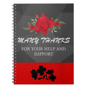 Cuaderno Floral Abstracto Gris Rojo Elegante Moderno Lindo 