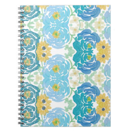 Cuaderno Floral Acuarela Azul y Amarillo