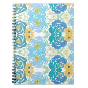 Cuaderno Floral Acuarela Azul y Amarillo