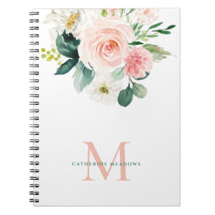 Cuaderno Floral acuarela femenina con monograma