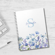 Floral Acuarela Flor Silvestre Azul Personalizada