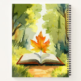 Cuaderno Floral acuarela - Hoja surrealista leyendo un libr