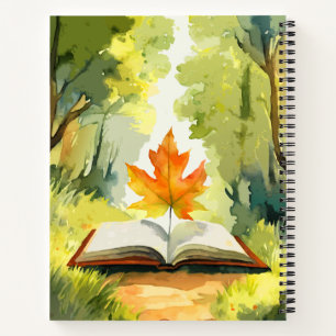 Cuaderno Floral acuarela - Hoja surrealista leyendo un libr