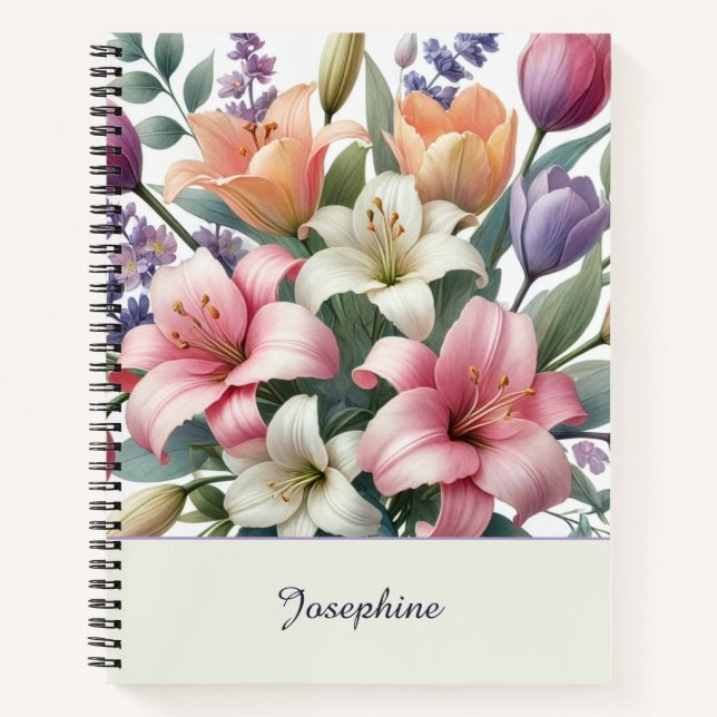 Cuaderno Floral Acuarela Naranja Rosa Preciosa (Anverso)
