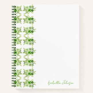 Cuaderno Floral Acuarela Verde con Nombre Personal