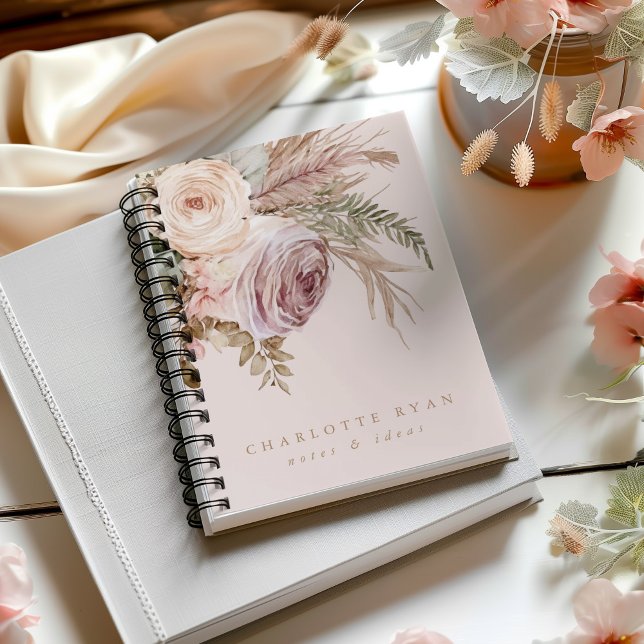 Cuaderno Floral acuática Boho Pampas personalizada (Subido por el creador)