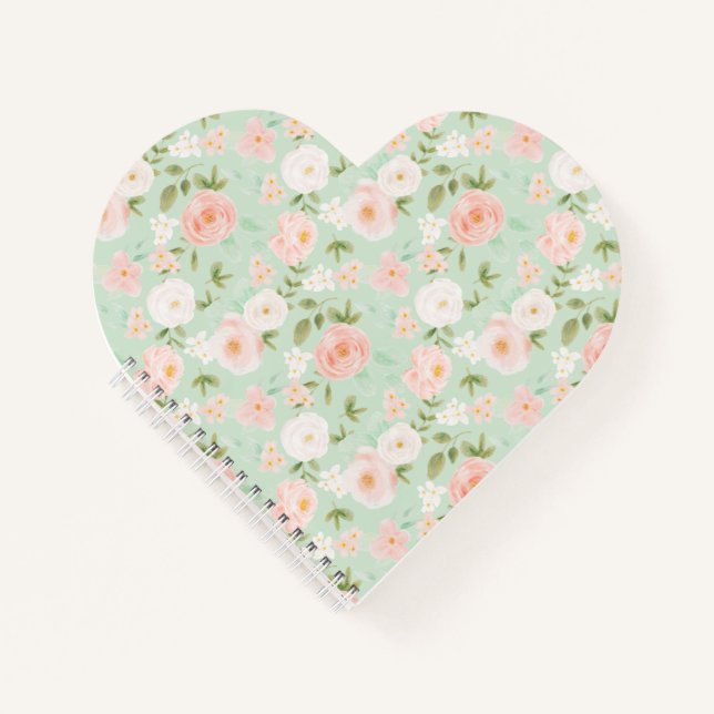 Cuaderno Floral acuática en rosa y rosa (Anverso)