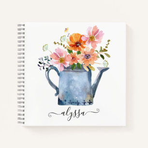 Cuaderno Floral acuática pintada a mano