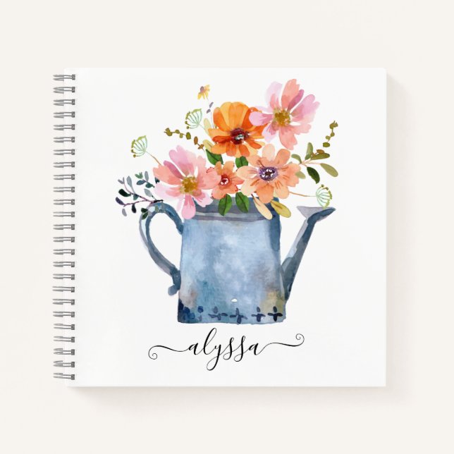 Cuaderno Floral acuática pintada a mano (Anverso)