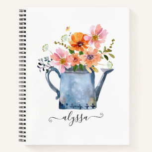 Cuaderno Floral acuática pintada a mano