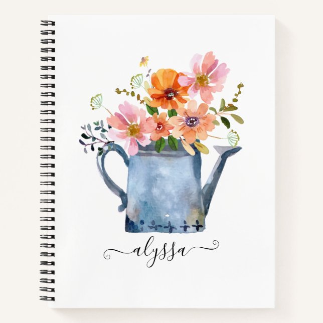 Cuaderno Floral acuática pintada a mano (Anverso)
