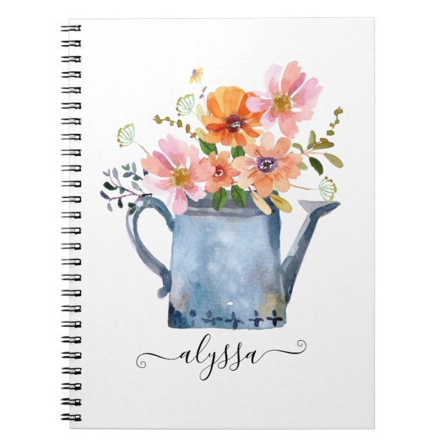Cuaderno Floral acuática pintada a mano (Frente)
