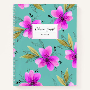 Cuaderno Floral acuática rosa