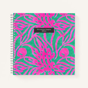 Cuaderno Floral acuática rosa inspirada en acua damascal