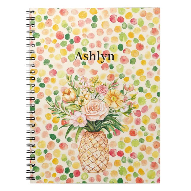 Cuaderno Floral Amarillo Rubor Piña Tropical (Frente)