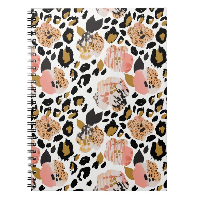 Cuaderno Floral, animal, patrón sin fisuras. (Frente)