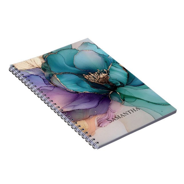 Cuaderno Floral Aqua Blue Purple Gold (Lado Derecho)