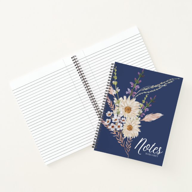 Cuaderno Floral Azul a la moda Clásico Elegante Minimalismo (Interior)