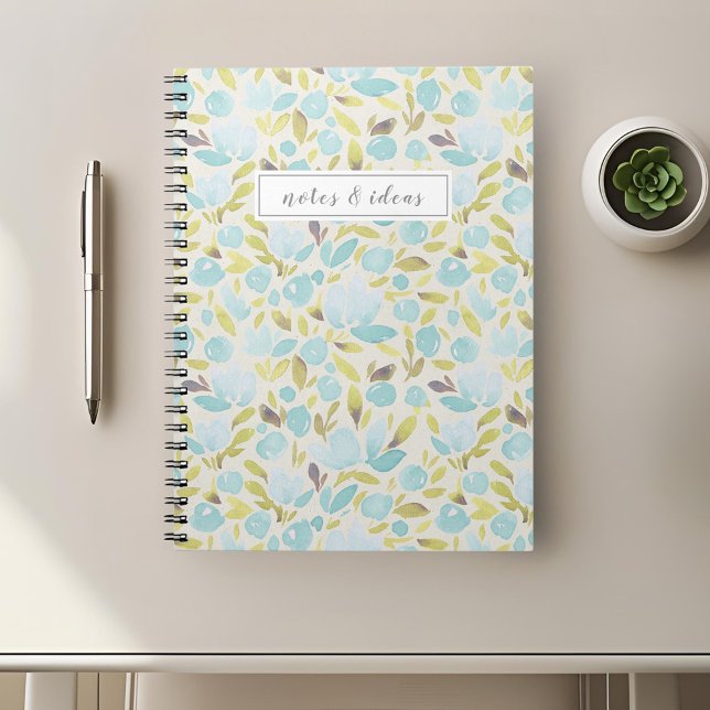 Cuaderno Floral Azul Acuarela (Subido por el creador)