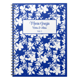 Cuaderno Floral azul blanco de moda