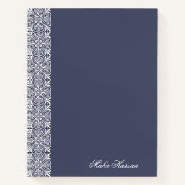 Cuaderno floral azul de corona personalizado