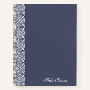 Cuaderno floral azul de corona personalizado